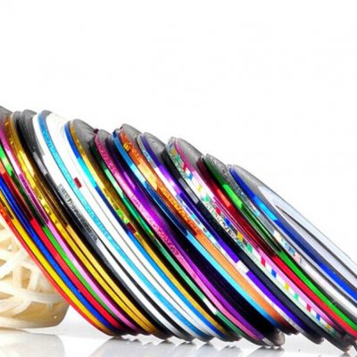 Цветная декоративная лента-скотч для дизайна ногтей